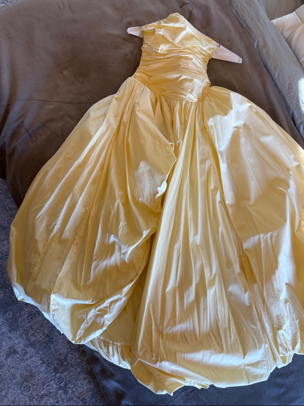 Strapless Yellow Ball Gown Dress